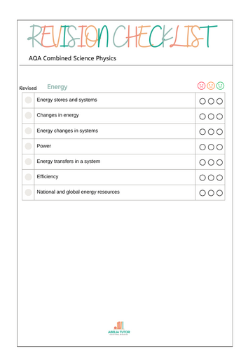 AQA Physics revision checklist