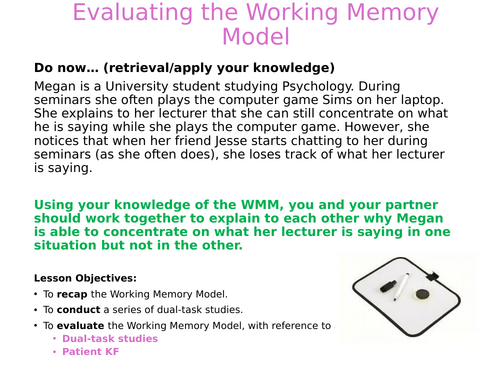 Evaluating the Working Memory Model - Paper 1 Memory - A Level Psychology AQA
