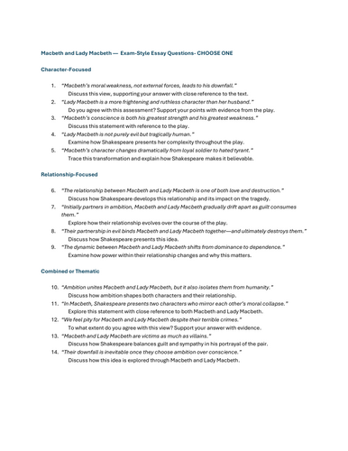 Understanding the PCLM Marking Scheme through Macbeth