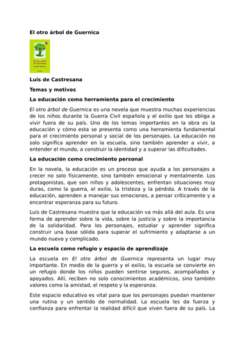 El otro árbol de Guernica by Luis de Castresana – Themes and Motifs – Education