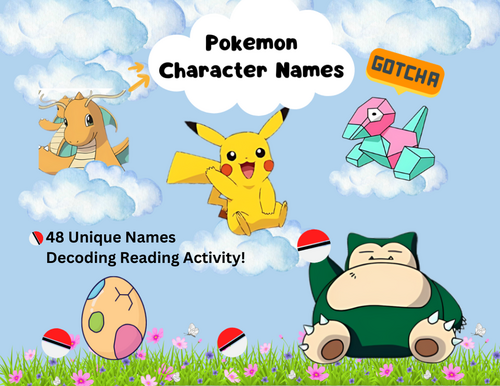 Pokemon Read the Characters - Great Decoding Reading Activity Dyslexia Friendly