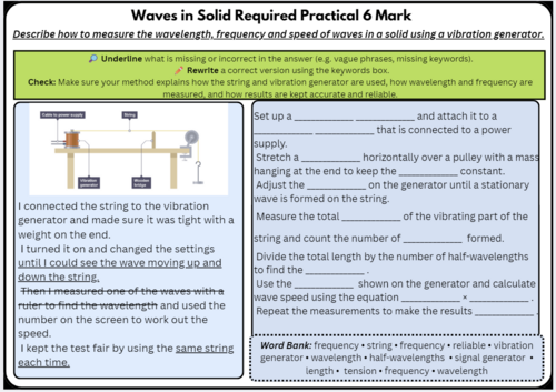 GCSE Physics 2 Required Practical – Waves in a Solid (6-Mark Exam Practice, AQA Combined)