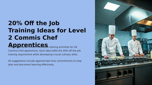 Off the Job Training Ideas for Level 2 Commis Chef Apprentices