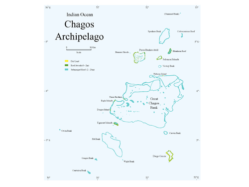 The Chagos Archipelago or Chagos Islands Map