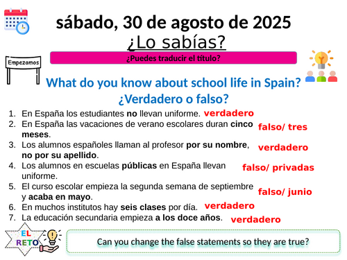 La vida escolar en España
