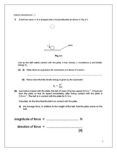 CIE AS PHYSICS 9702 MOMENTUMN WORKSHEET