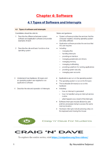 IGCSE Computer Science 0478: 4 Software 4.1 Types of software and interrupts