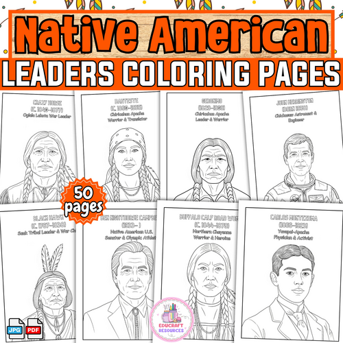 Native American Heritage Leaders Coloring Pges | November Digital Resources