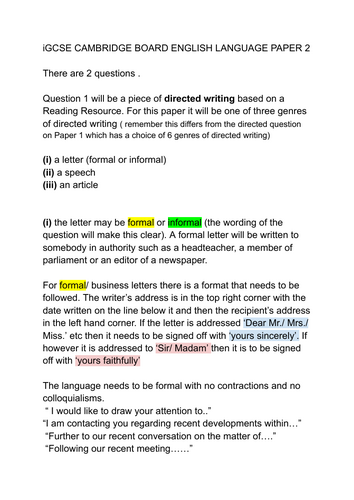 An Introduction to Paper 2 iGCSE ENGLISH LANGUAGE CAMBRIDGE BOARD ...
