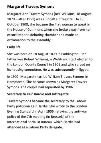 Margaret Travers Symons Handout