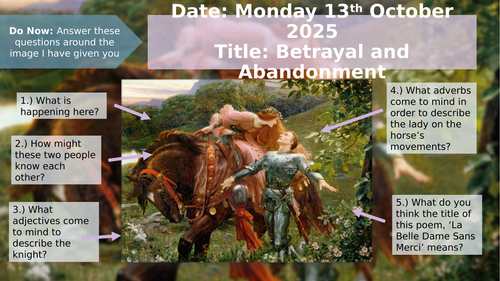 La Belle Dame Sans Merci Analysis Lesson POETRY