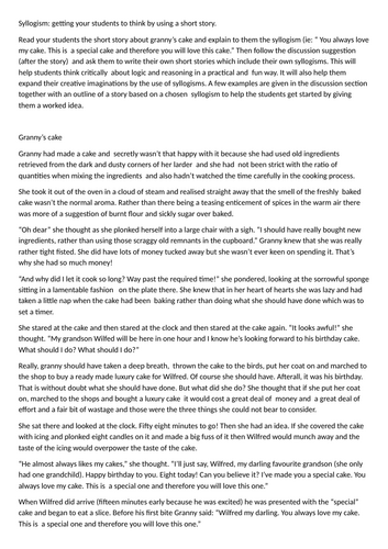 Syllogism: getting your students to think by using a short story.