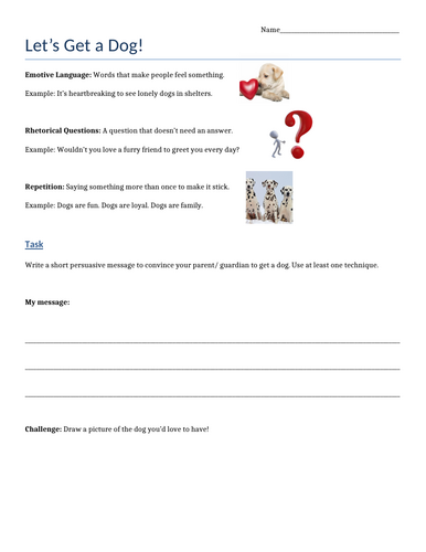 Primary School: Persuasive Techniques Writing (Stand Alone Lesson)