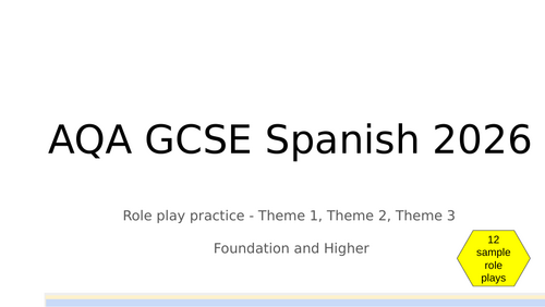 New GCSE Spanish 2026- AQA - Role play - FREE sample All themes