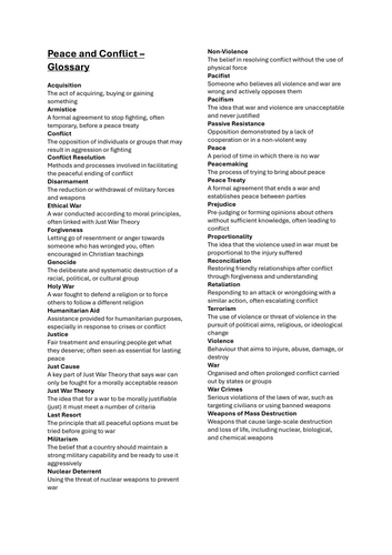 GCSE Religious Studies Topic Glossaries: Christianity