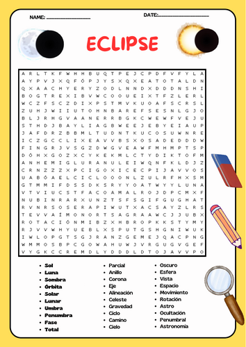 Actividad de Sopa de Letras sobre el Eclipse