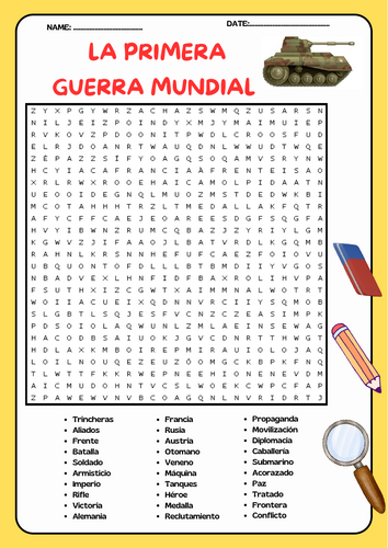 Sopa de Letras de la Primera Guerra Mundial