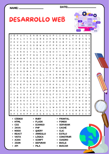 Sopa de Letras sobre Desarrollo Web - Actividad Educativa