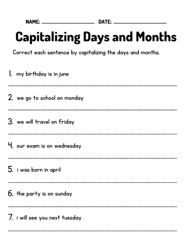 Correcting Sentence Punctuation and Capitalization – Differentiated Grammar Practice Worksheets
