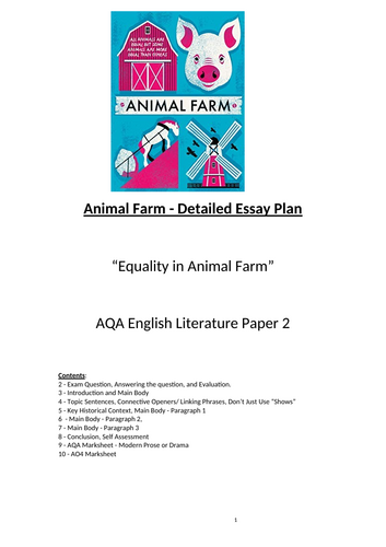Animal Farm - Detailed Essay Plan
