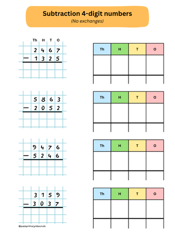 Subtraction 4-digit numbers