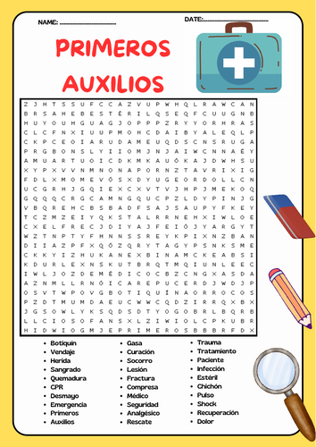 Actividad de Sopa de Letras sobre Primeros Auxilios