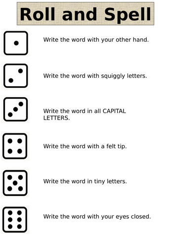 Roll and Spell Game