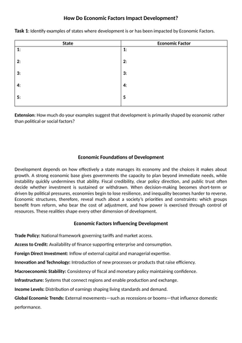 Global Politics: How do Economic Factors Influence Development?