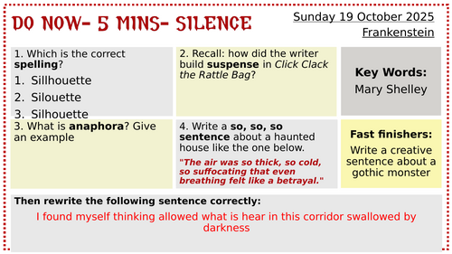 KS3 Frankenstein Extract Exploration Lesson