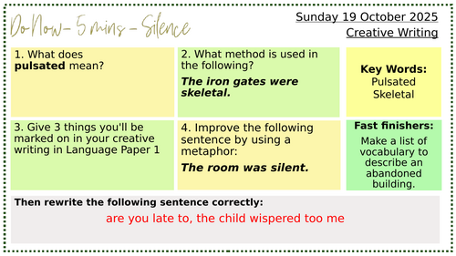 English Language Paper 1- Creative Writing