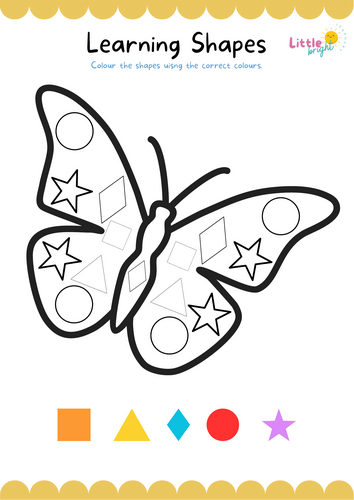 Learning Shapes – Butterfly Colouring Activity | EYFS & KS1 Maths ...