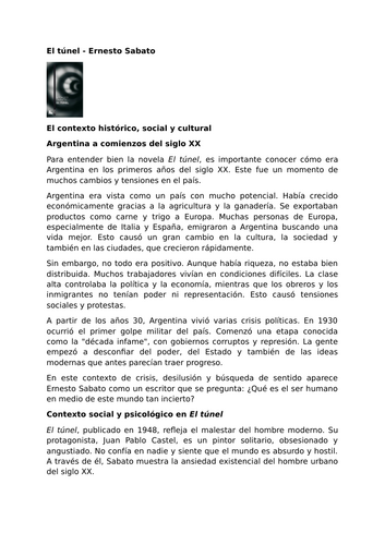 El túnel by Ernesto Sabato – Historical, Social, and Cultural Context