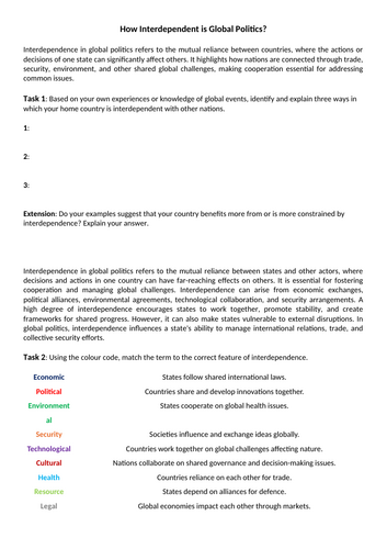 Global Politics: How Interdependent is Global Politics?