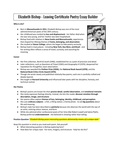 Elizabeth Bishop – Essay Builder (Leaving Certificate English)
