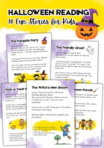 Halloween Reading Comprehension Bundle – 10 Fun Stories for Kids