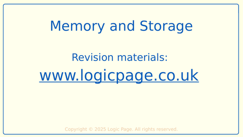 Memory and Storage GCSE Computer Science AQA