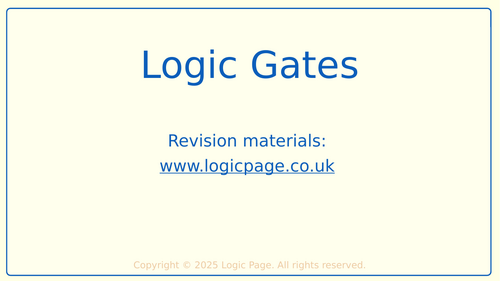 Logic Gates and Logic Circuits GCSE Computer Science AQA