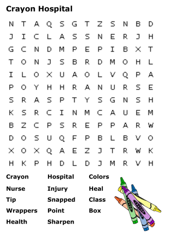 Crayon Hospital Word Search