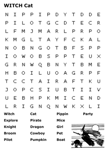 WITCH Cat Word Search