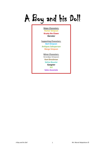 A Boy and his Doll Readers' Theatre Unit -Questions & Rubric