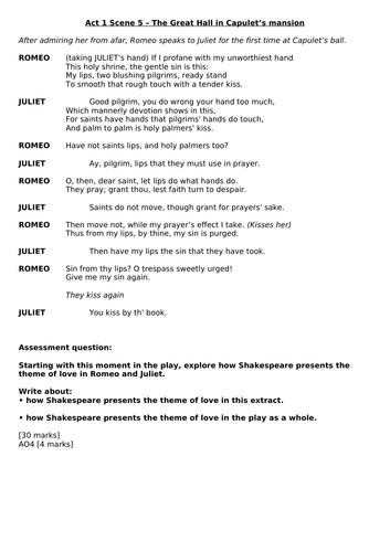 Romeo and Juliet Assessment (Love)