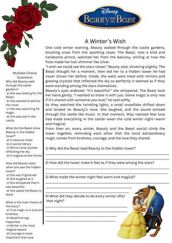 Beauty and the Beast 60 second comprehension | Teaching Resources