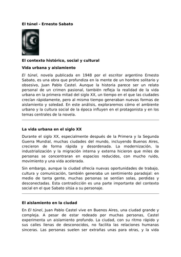 El túnel by Ernesto Sabato – Urban Life and Isolation