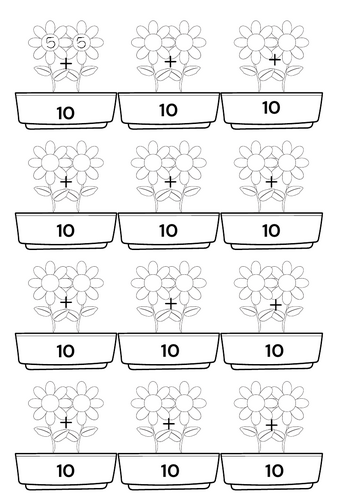 Number bonds to 10 work sheet