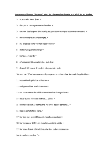 internet:  jumbled sentences