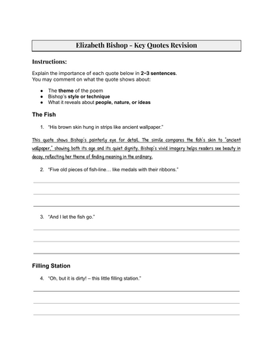 Elizabeth Bishop - Key Quotes Revision