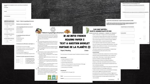 IB AB Initio French – Partage de la Planète Exam Pack
