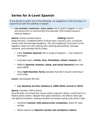 Series españolas para A-level