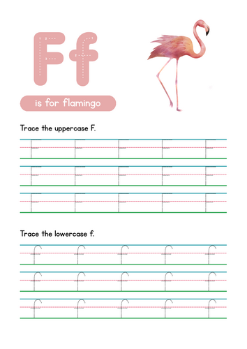 Letter F Tracing Worksheet, Alphabet Handwriting Practice, 6 pages