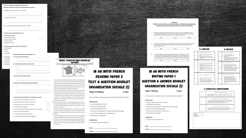 IB Ab Initio French - Organisation Sociale Exam Pack